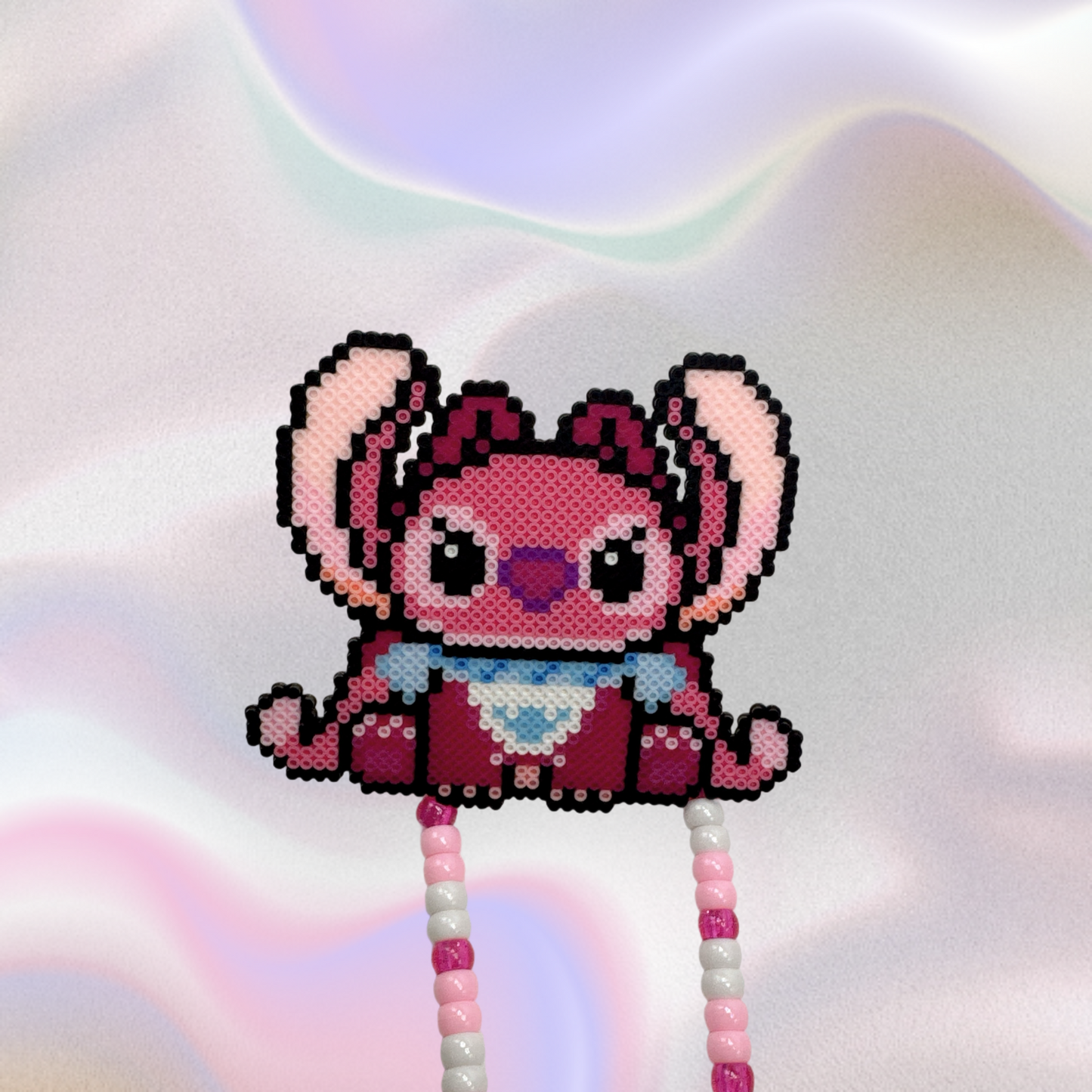 Stich and Angel Perler Led Pacifier Necklace