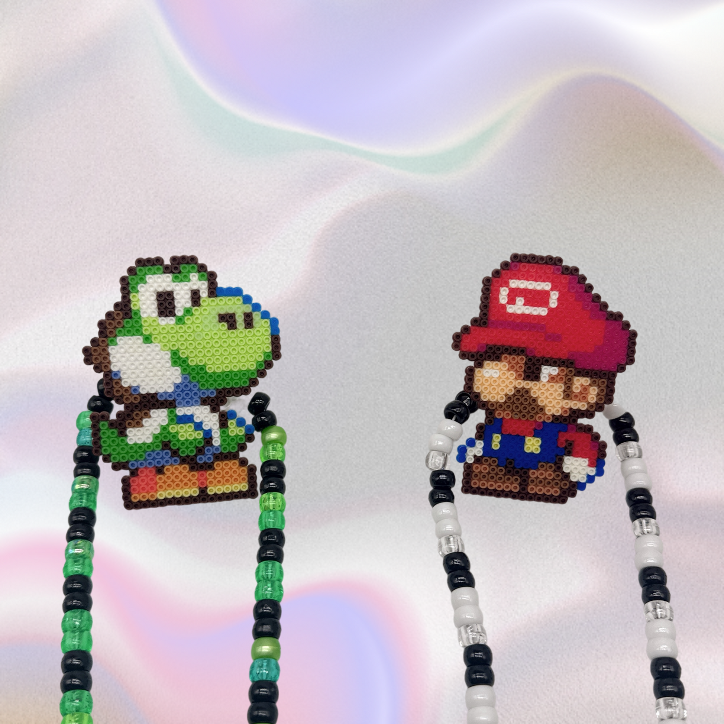 Mario&Yoshi Perler Led Pacifier Necklace