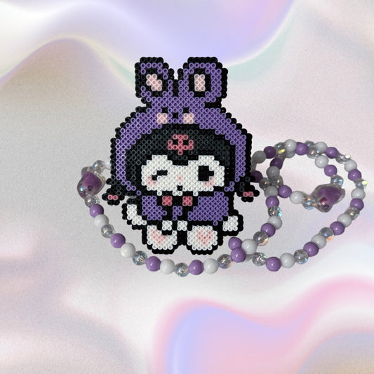 Kuromi Perler Led Pacifier Necklace