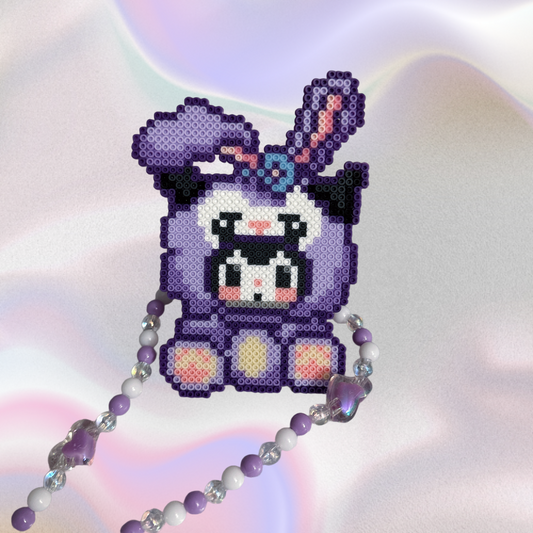 Kuromi Perler Led Pacifier Necklace|Beaded Jewelry Rave Outfit EDM Festivals